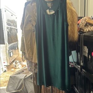 Chic Teal Velvet Dress with Gold Accents